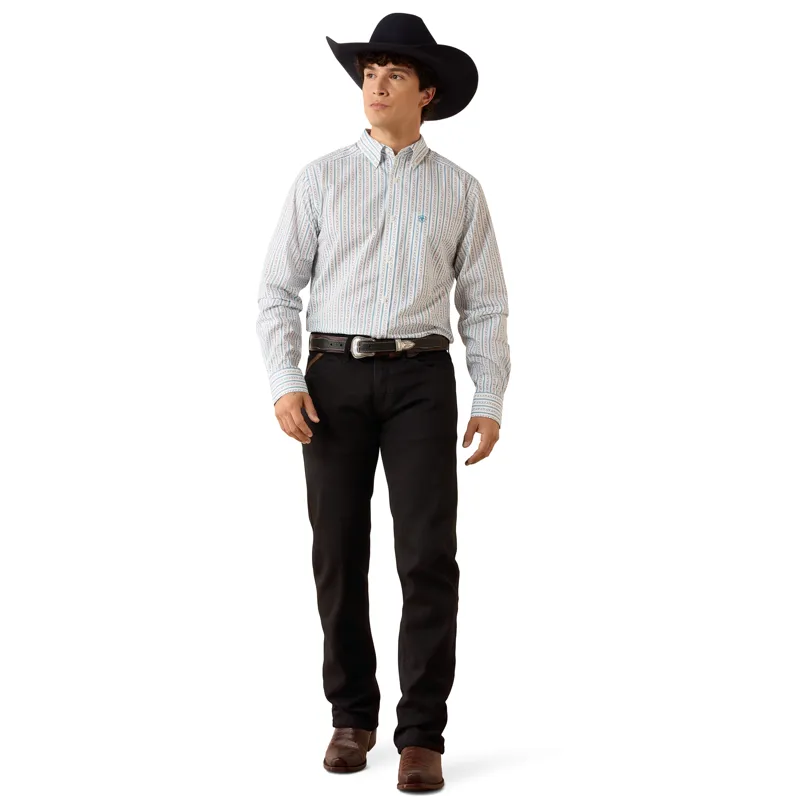 Ariat Men's Crow Fitted Shirt - White Longhorn Stripe-3