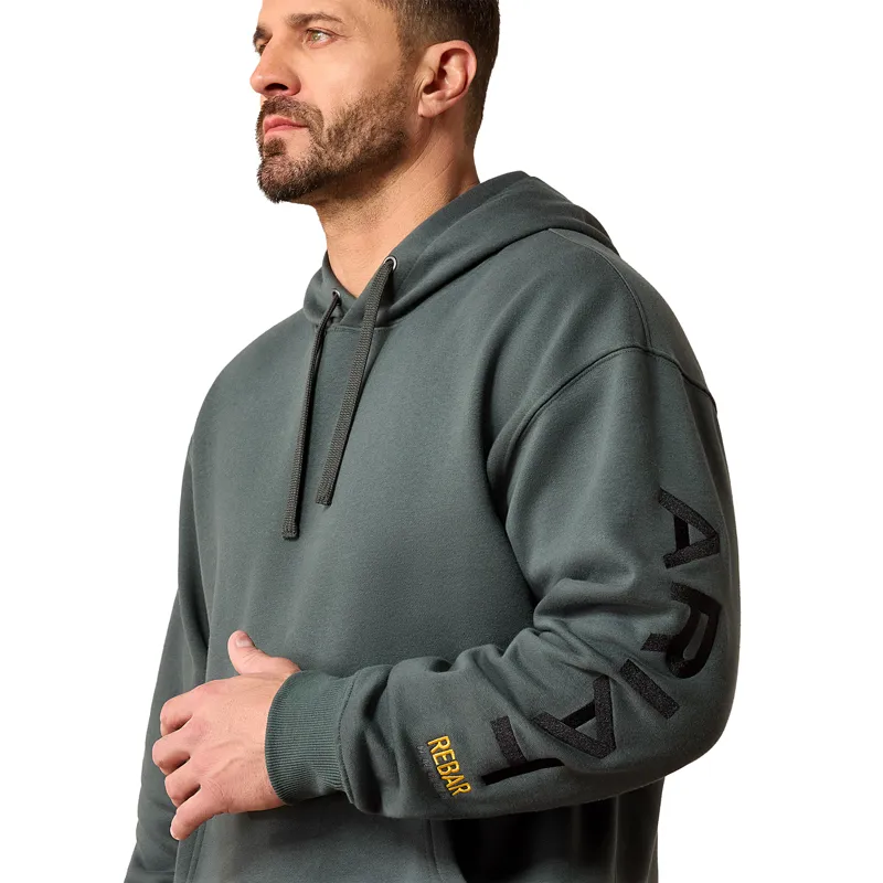 Ariat Men's Rebar Workman Graphic Hoodie - Steel Green/Black-2
