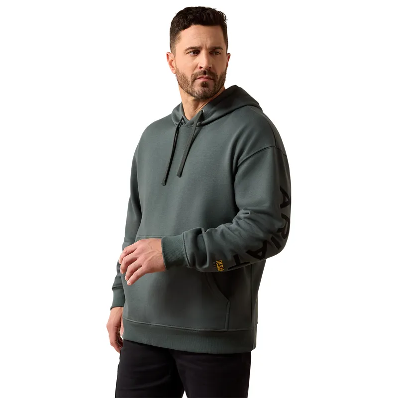 Ariat Men's Rebar Workman Graphic Hoodie - Steel Green/Black