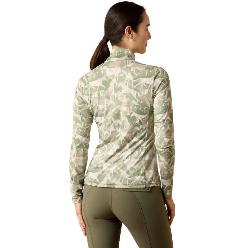 Ariat Women's Lunaveil 1/2 Zip Base Layer - Olive Coincide Print-1