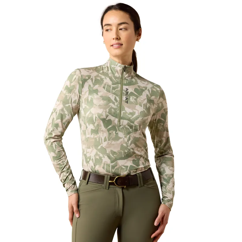 Ariat Women's Lunaveil 1/2 Zip Base Layer - Olive Coincide Print