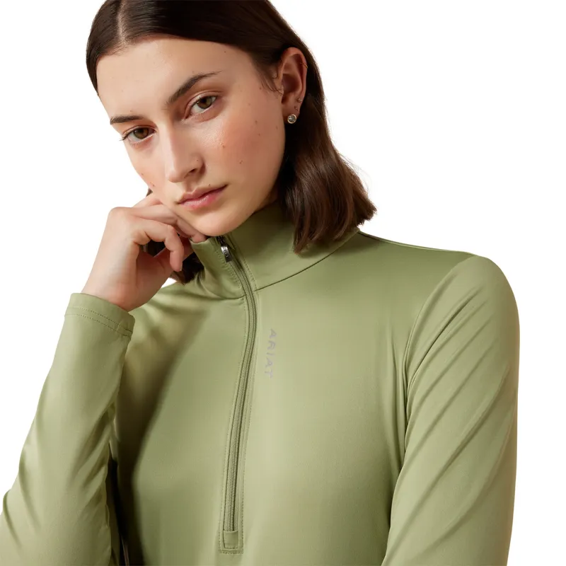 Ariat Women's Lunaveil 1/2 Zip Base Layer - Oil Green-1