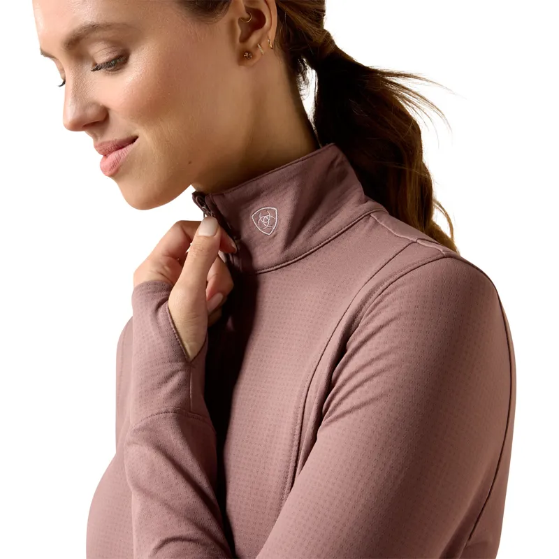 Ariat Women's Gridwork 2.0 1/4 Zip Base Layer - Twilight Mauve-2