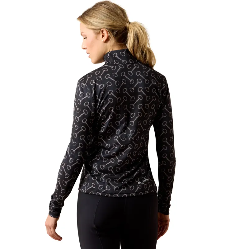 Ariat Women's Lunaveil 1/2 Zip Baselayer - Black French Link Print-1