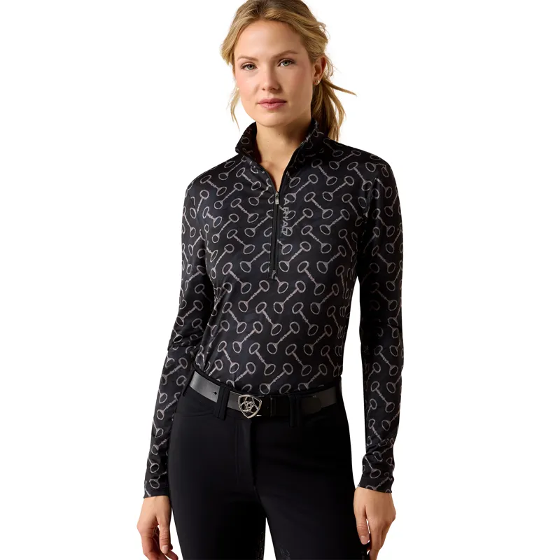 Ariat Women's Lunaveil 1/2 Zip Baselayer - Black French Link Print
