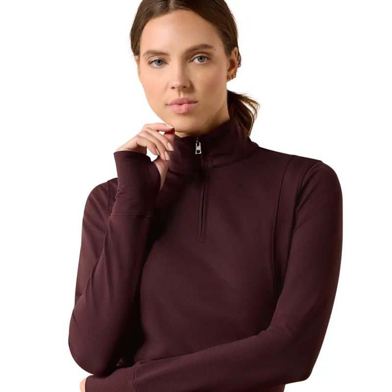 Ariat Women's Gridwork 2.0 1/4 Zip Base Layer - Chocolate Plum-3