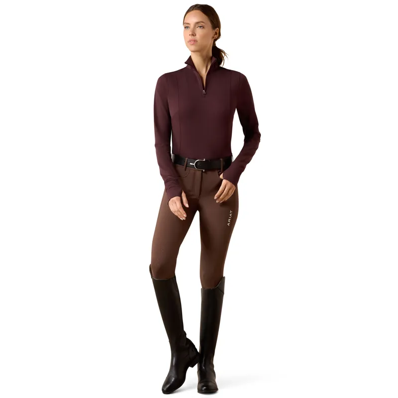 Ariat Women's Gridwork 2.0 1/4 Zip Base Layer - Chocolate Plum-2