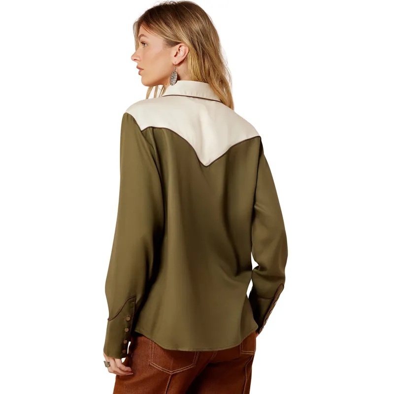 Ariat Women's Bellamy Snap Shirt - Ivy Green/Parchment-1