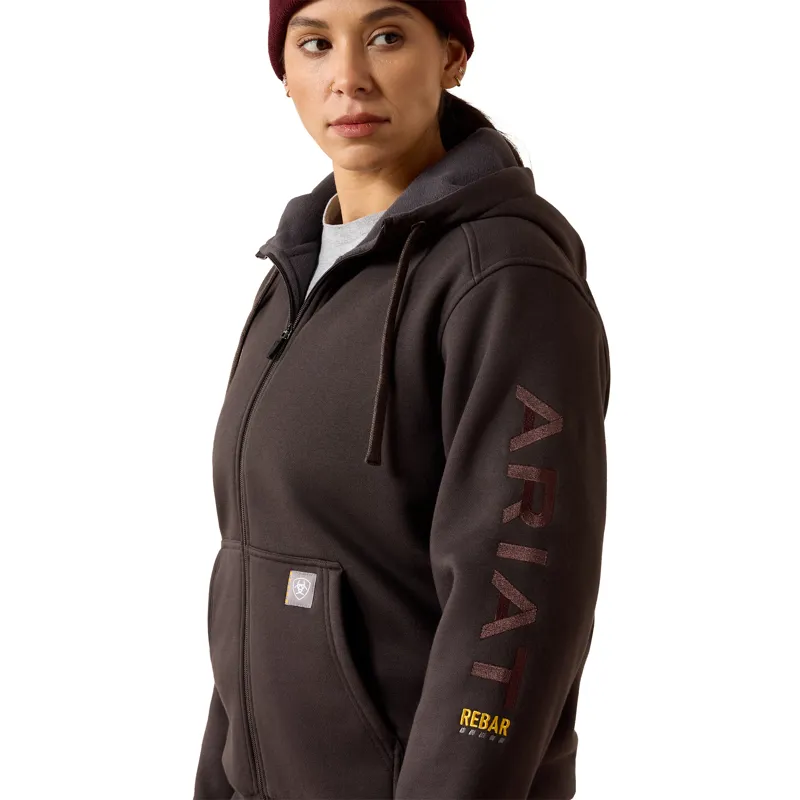 Ariat Women's Rebar All-Weather Full Zip Hoodie - Espresso-2