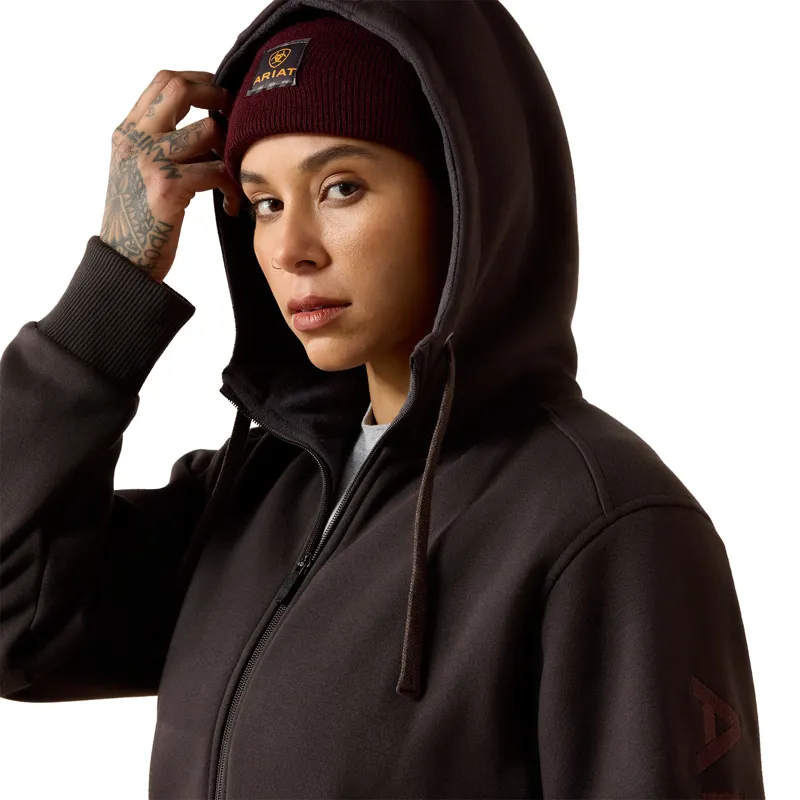 Ariat Women's Rebar All-Weather Full Zip Hoodie - Espresso-3