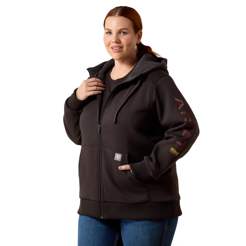 Ariat Women's Rebar All-Weather Full Zip Hoodie - Espresso-4