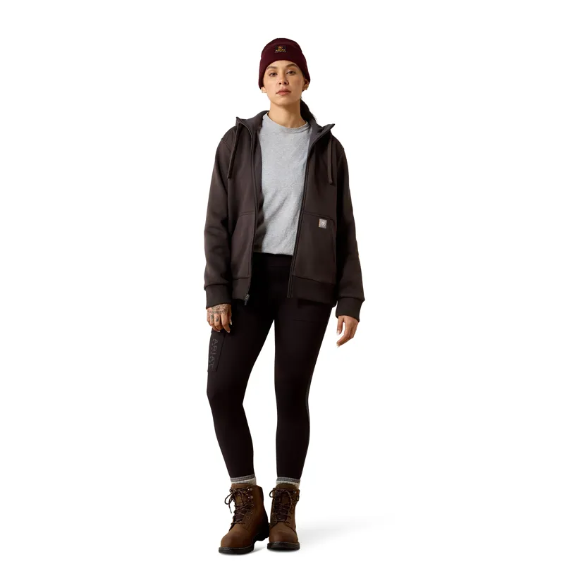 Ariat Women's Rebar All-Weather Full Zip Hoodie - Espresso-5