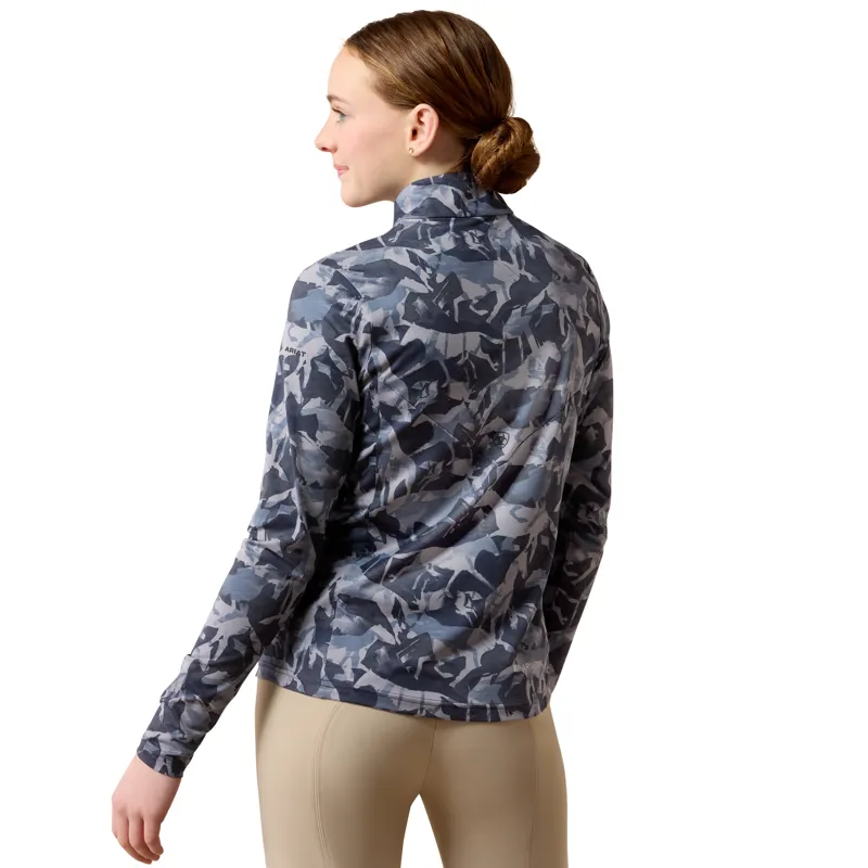 Ariat Youth LunaVeil 1/4 Zip Base Layer - Polar Coincide Print-1