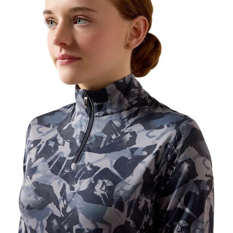 Ariat Youth LunaVeil 1/4 Zip Base Layer - Polar Coincide Print-2
