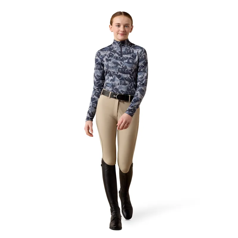 Ariat Youth LunaVeil 1/4 Zip Base Layer - Polar Coincide Print-3