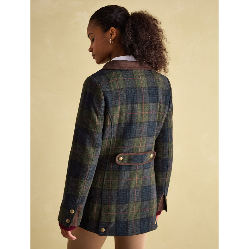 Joules Ladies Fieldcoat Tweed Jacket - Navy/Khaki-3