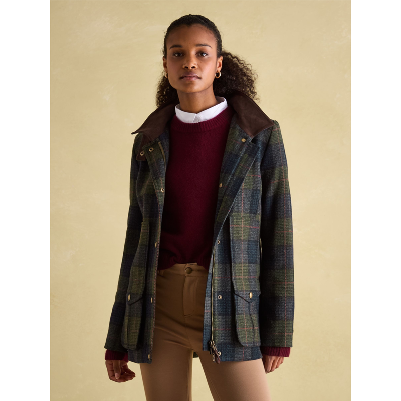 Joules Ladies Fieldcoat Tweed Jacket - Navy/Khaki-2