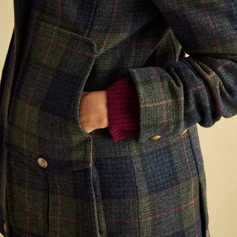 Joules Ladies Fieldcoat Tweed Jacket - Navy/Khaki-5