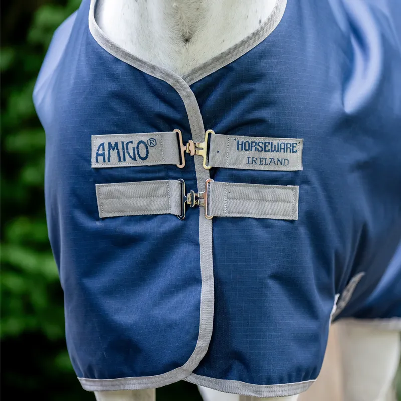 Horseware Amigo Ripstop 900 Fleece Lined Original 50g Turnout Rug - Navy/Titanium Grey-2