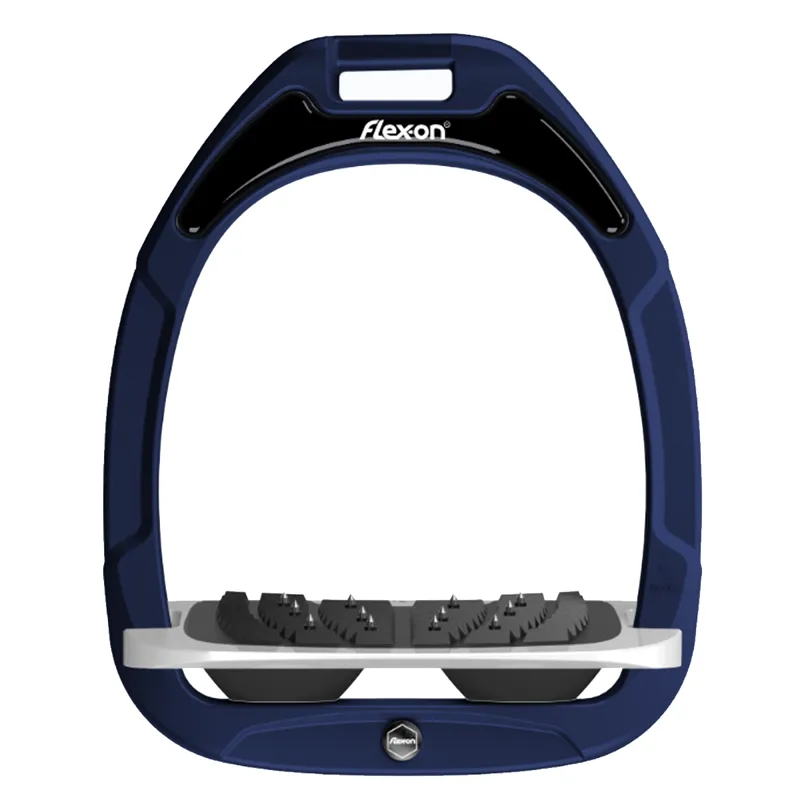 Flex-On Green Composite Stirrup - Inclined Ultra Grip - Navy Blue/Grey/Black