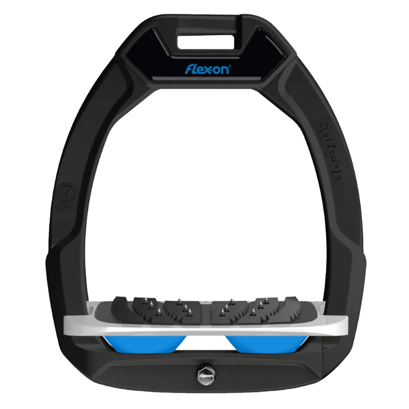Flex-On Safe-On Inclined Ultra-Grip Stirrups - Black/Grey/Light Blue