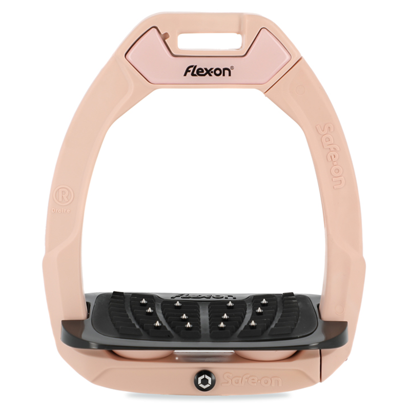 Flex-On Safe-On Inclined Ultra-Grip Stirrups - Peach/Black/Peach