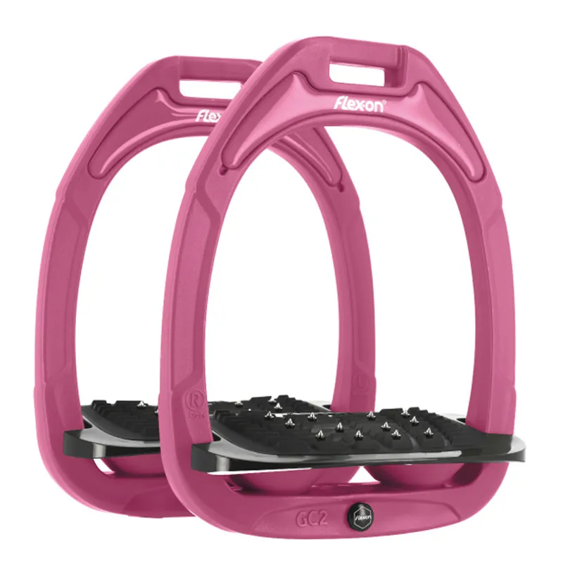 Flex-On Green Composite Stirrups - Inclined Ultra Grip - Ibis Rose