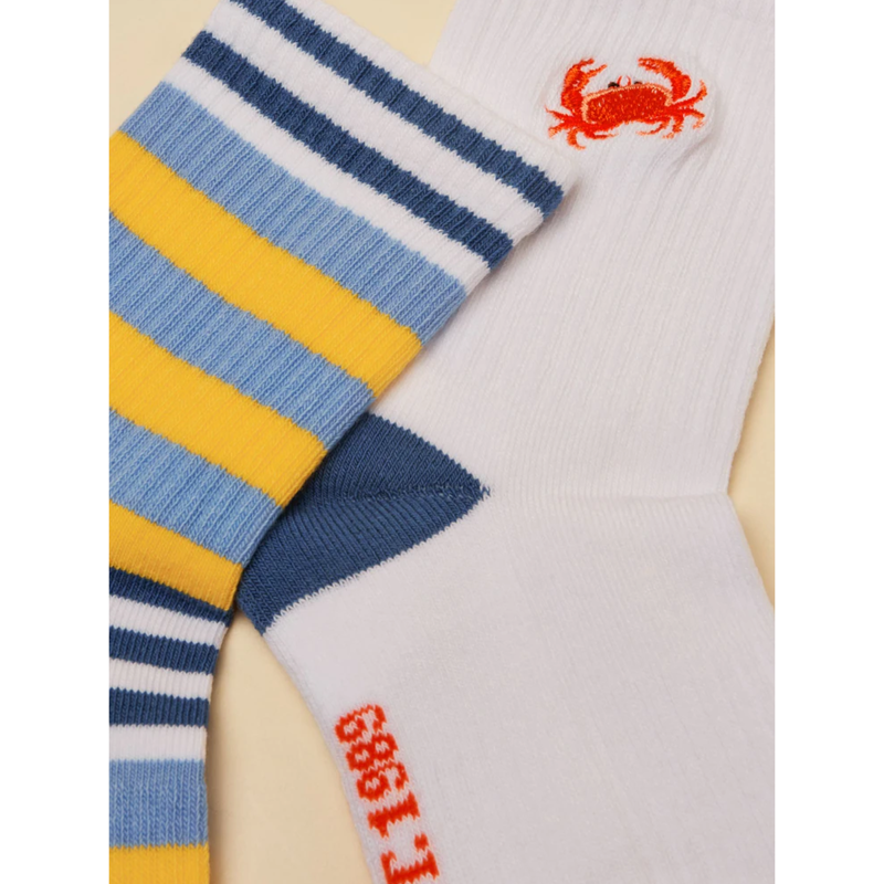 Joules Boys' Junior Volley Socks 2 Pack - Blue Crab-2
