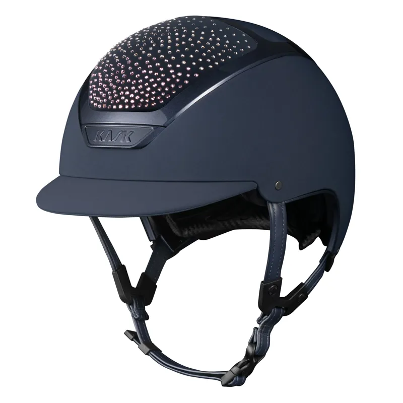 Kask Dogma Chrome Riding Hat with Anima Crystals Waterfence - Navy/Navy/Vintage Rose