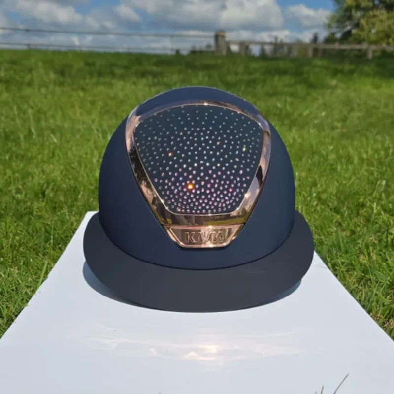 Kask Star Lady Chrome Riding Hat with Anima Crystals Waterfence - Navy/Everyrose