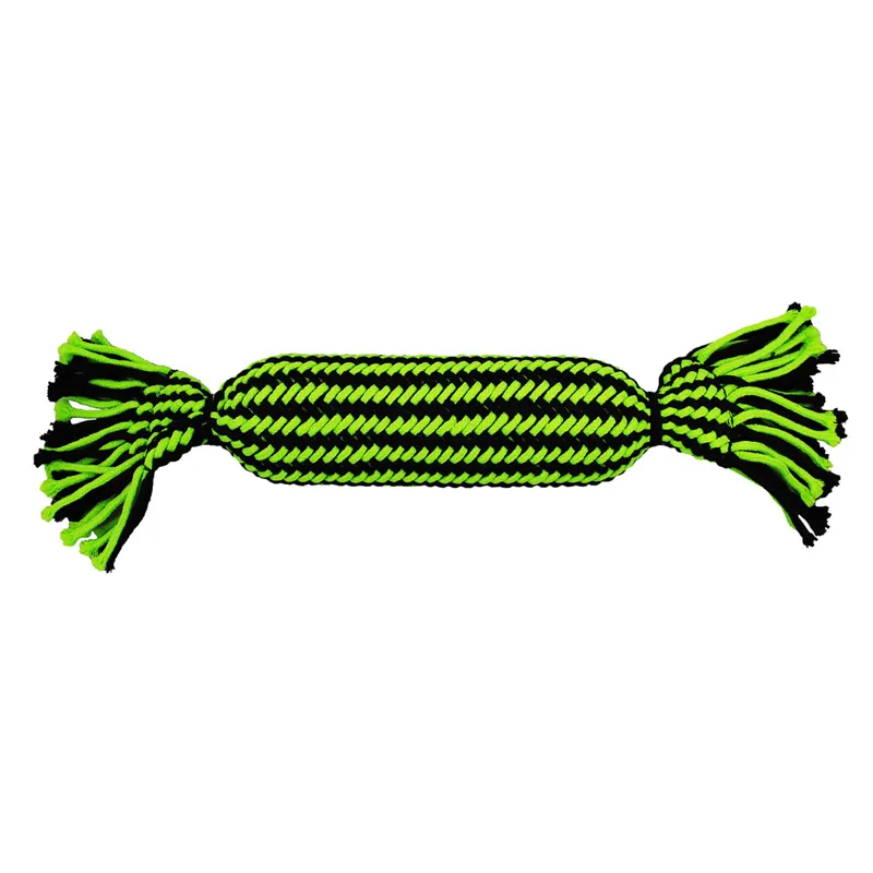 Jolly Pets Knot-n-Chew Tube Squeaker Rope - Green/Black - L/XL