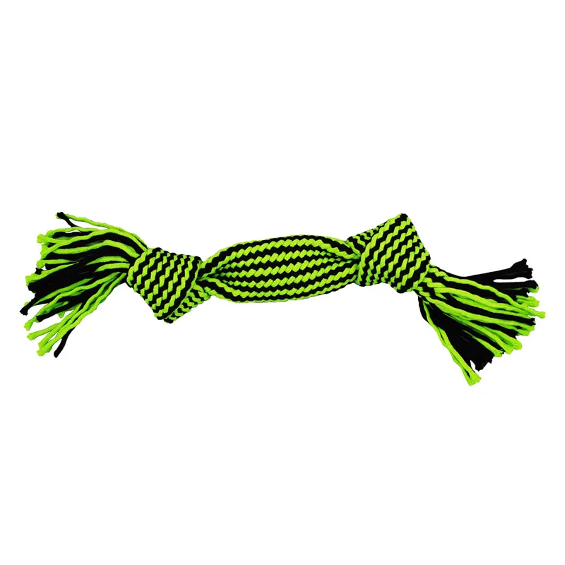 Jolly Pets Knot-n-Chew Squeaker Rope 2 Knot - Green/Black - Small/Medium