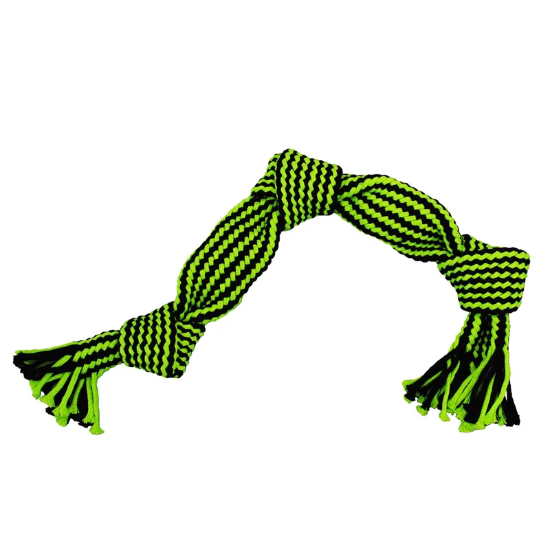 Jolly Pets Knot-n-Chew Squeaker Rope 2 Knot - Green/Black - L/XL