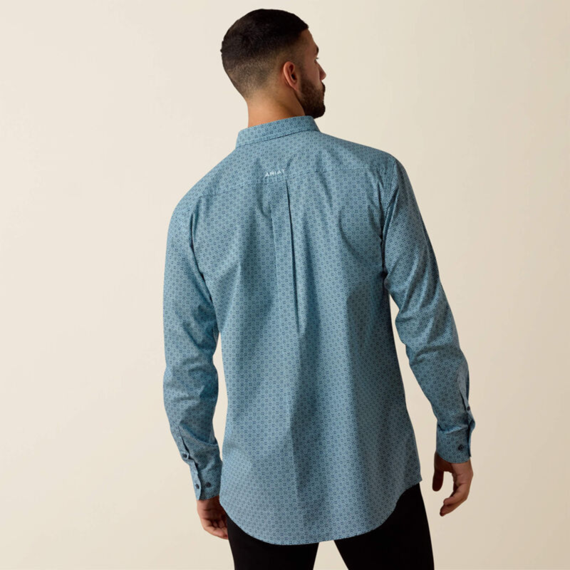 Ariat Men's Team Jansen Fitted Shirt - Navy/Light Blue-3
