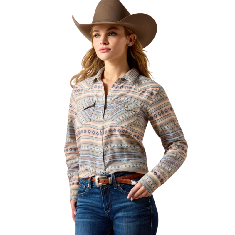 Ariat Women's Arizona Western Snap Shirt - Ombre Blue Southwest-1