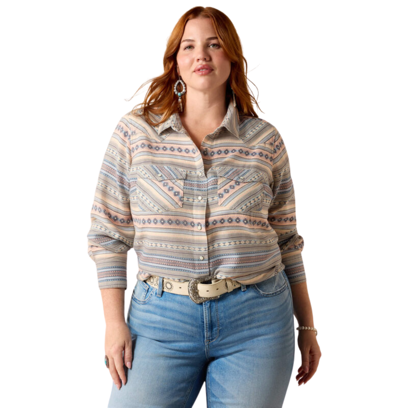 Ariat Women's Arizona Western Snap Shirt - Ombre Blue Southwest