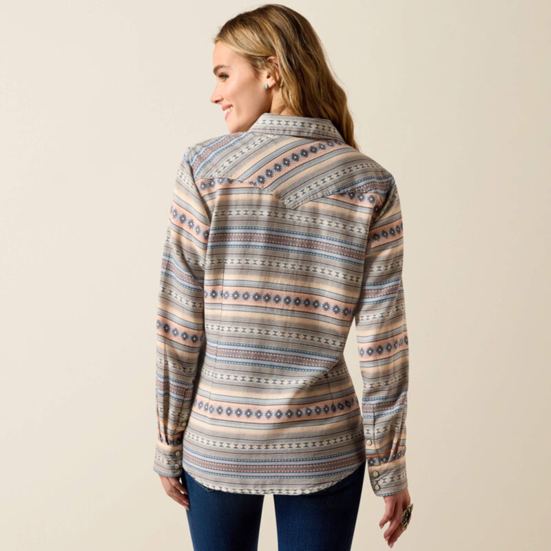 Ariat Women's Arizona Western Snap Shirt - Ombre Blue Southwest-3