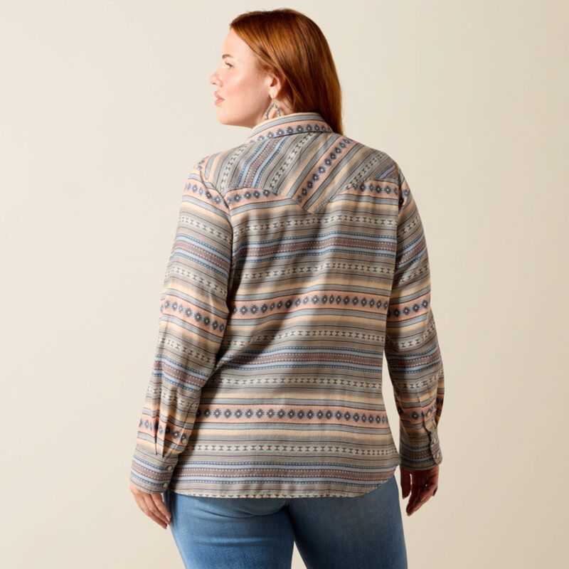 Ariat Women's Arizona Western Snap Shirt - Ombre Blue Southwest-2