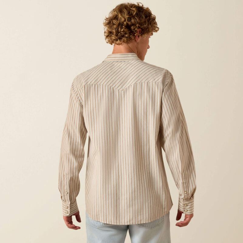 Ariat Men's Retro Hesper Fitted Snap Shirt - Sandshell Stripe-1
