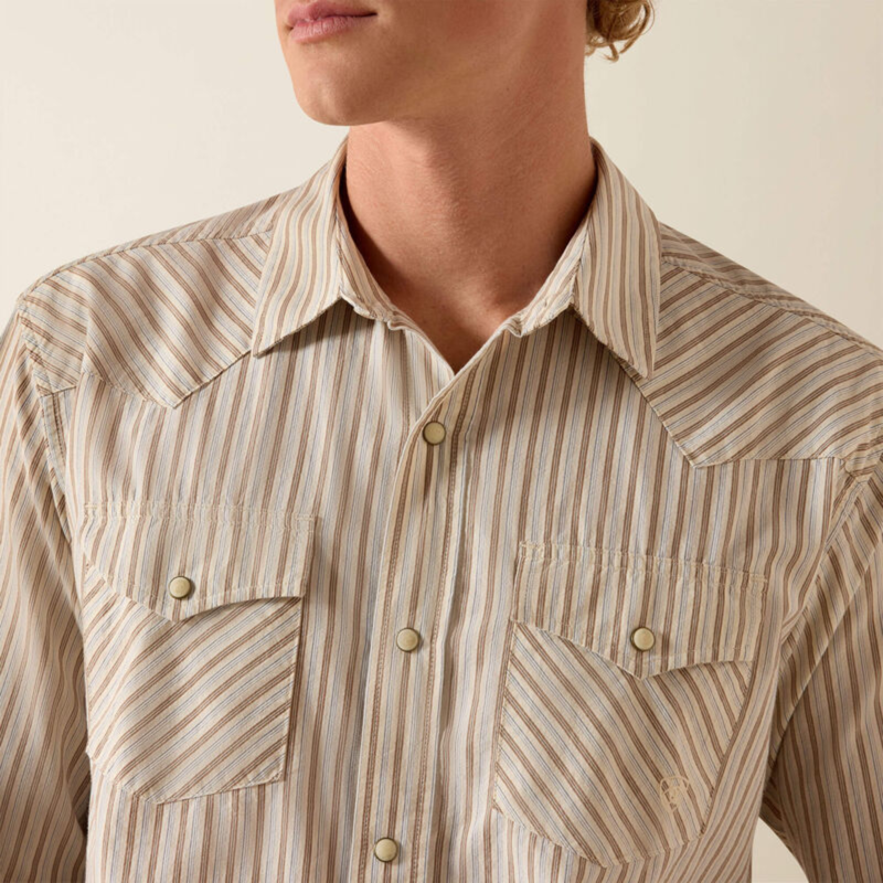 Ariat Men's Retro Hesper Fitted Snap Shirt - Sandshell Stripe-2
