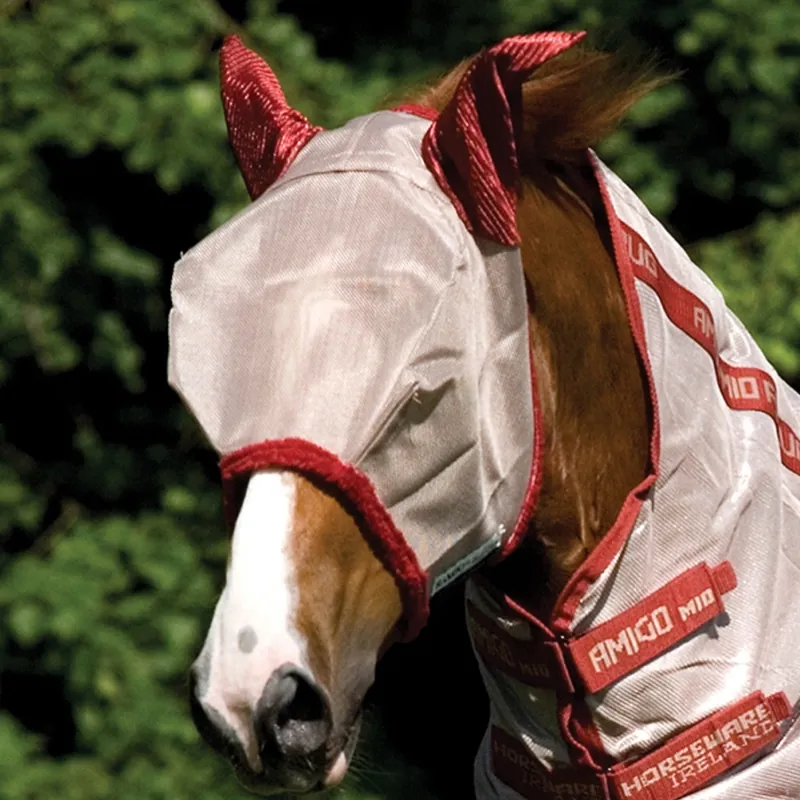 Horseware Amigo Flymask - Bronze/Red 