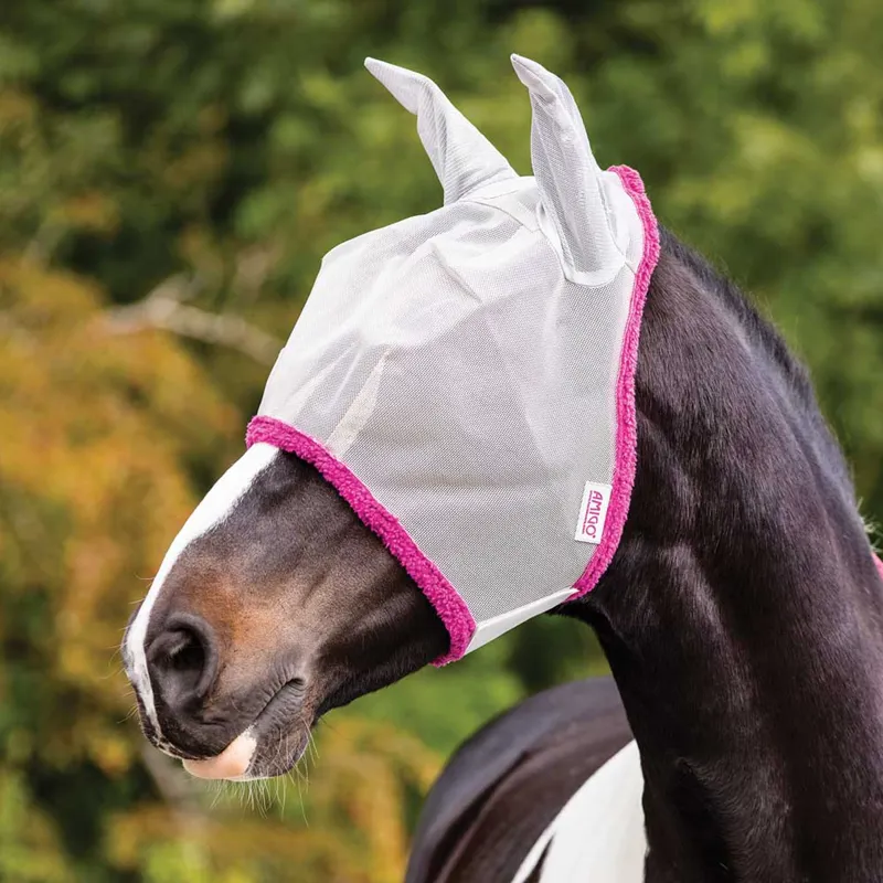 Horseware Amigo Fly Mask - Silver/Purple 