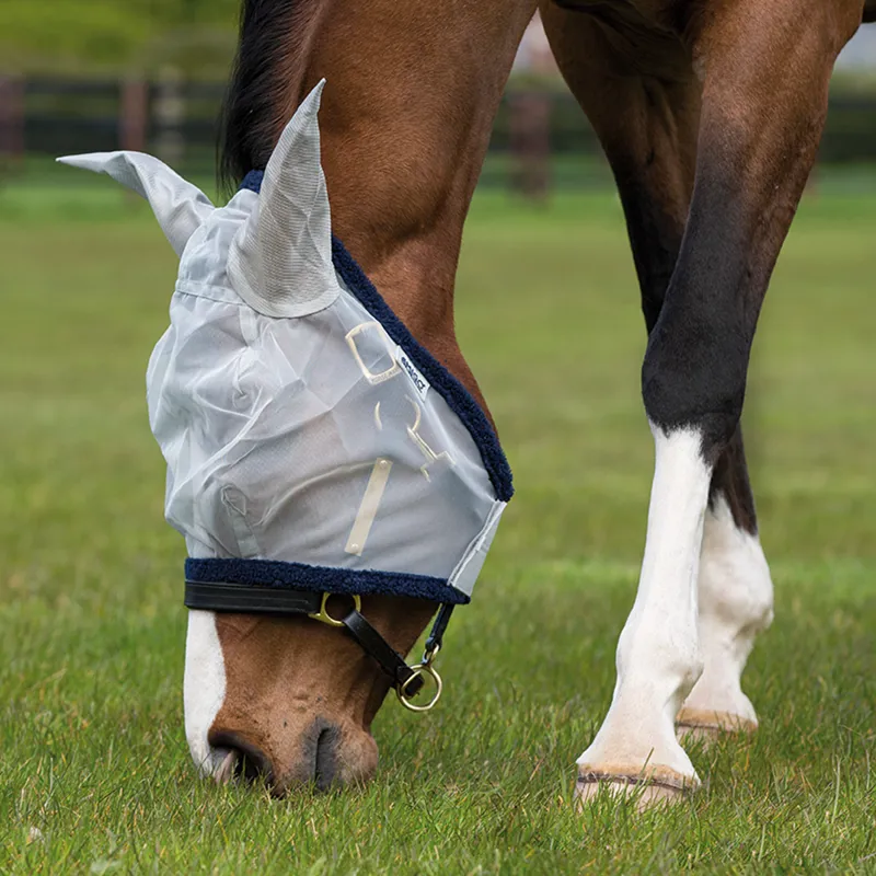 Horseware Amigo Finemesh Flymask - Silver/Navy