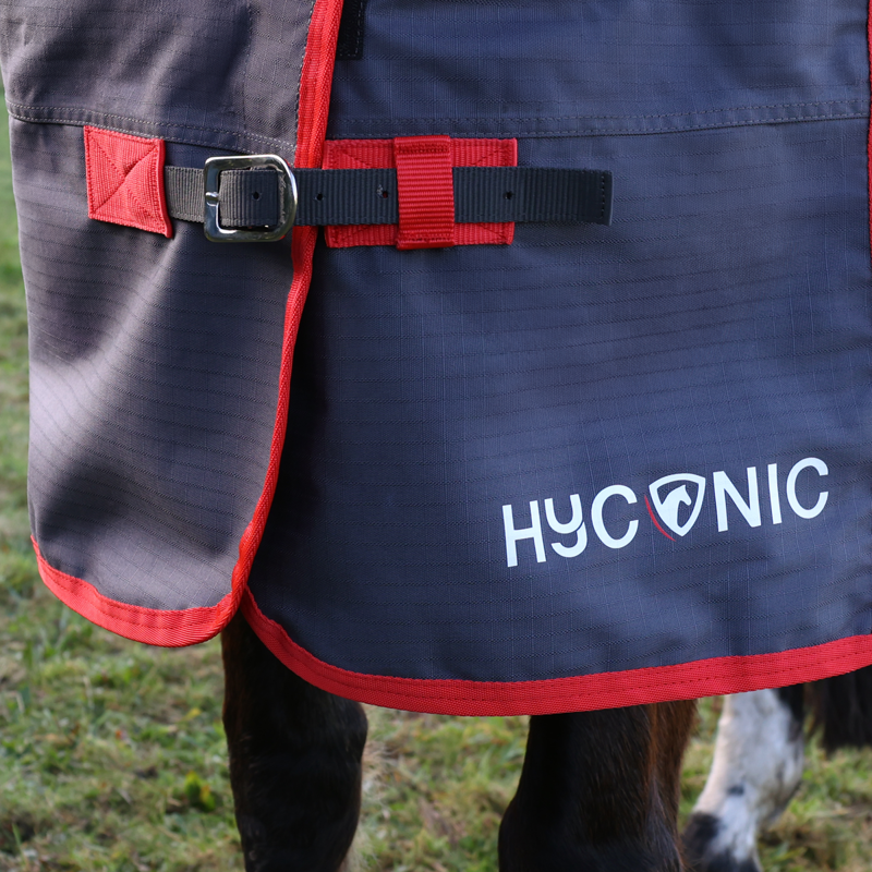 Hy HYCONIC 0g Turnout Rug - Charcoal/Red-2