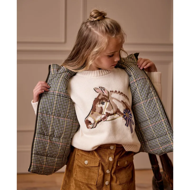 Joules Girls' Hattie Intarsia Horse Jumper - Cream-1