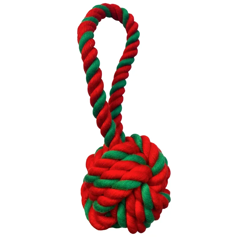 Hem and Boo Xmas Rope Toy with Handle - Red/Green
