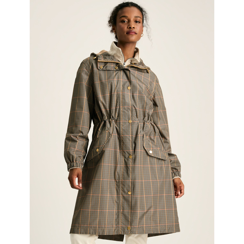 Joules Ladies Holkham Waterproof Packable Raincoat - Henson Check-1