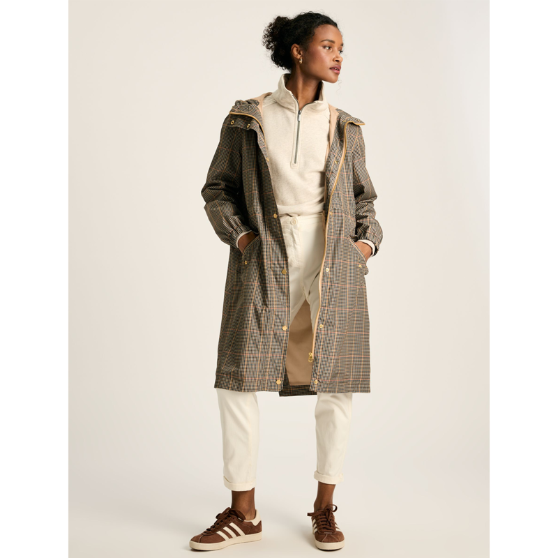 Joules Ladies Holkham Waterproof Packable Raincoat - Henson Check-2