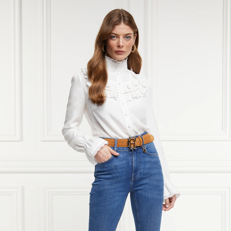Holland Cooper Audley Lace Blouse - White-2