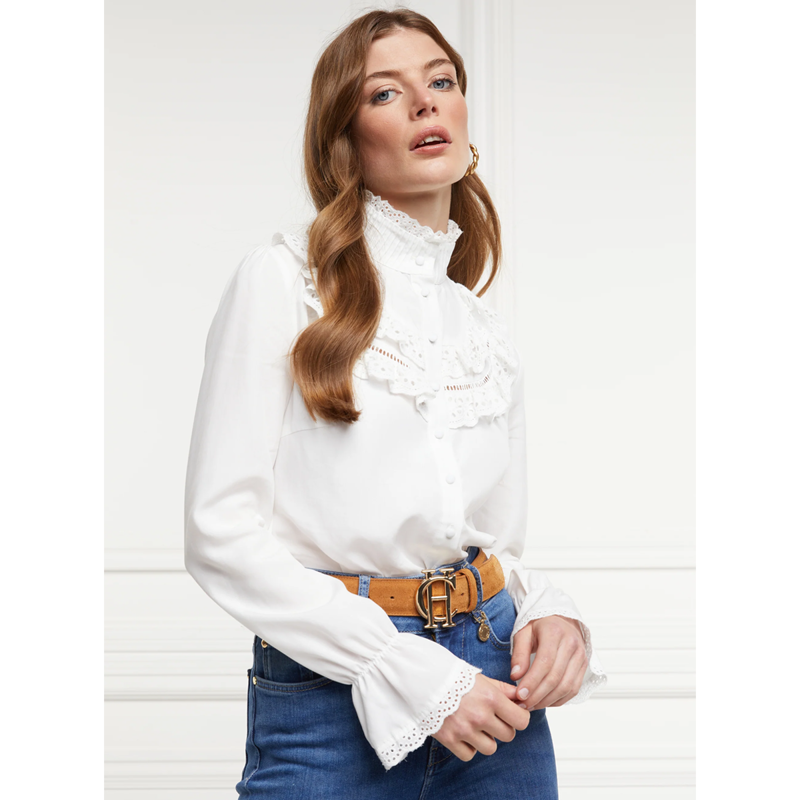 Holland Cooper Audley Lace Blouse - White-1